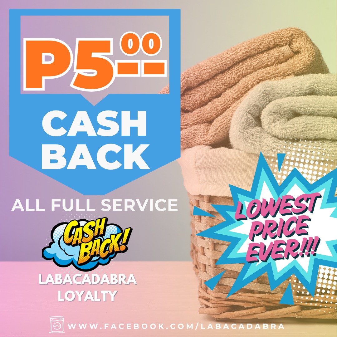 ₱5 cashback on all full service washes — lowest price ever