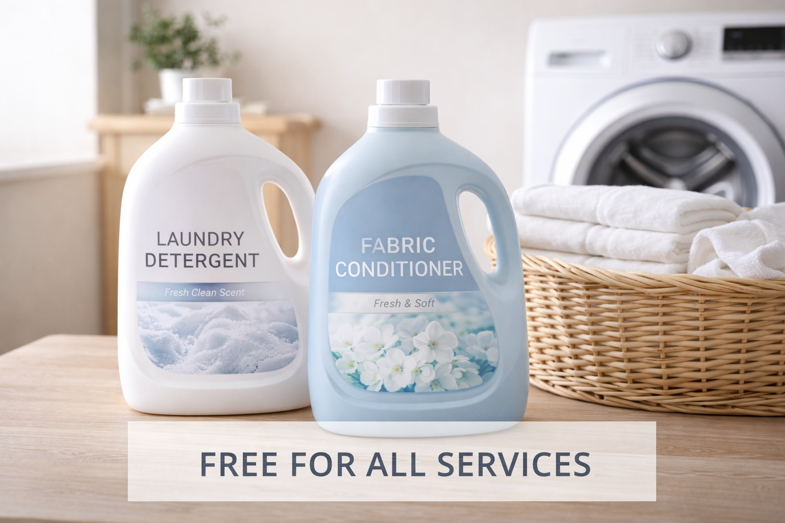 Laundry detergent and fabric conditioner — free for all services